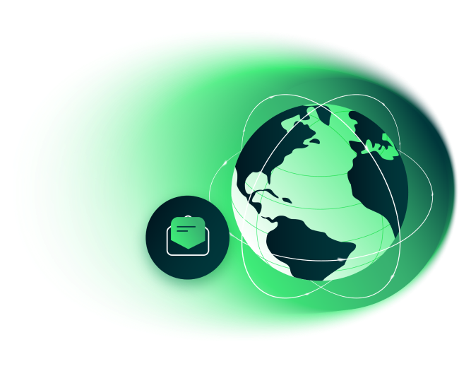 Globe with invoicing icon over background with green gradient