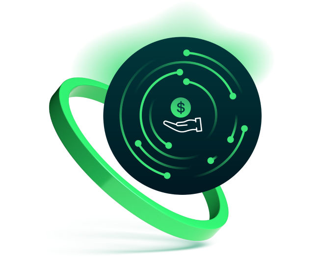 Collections icon with green ring over background with green gradient