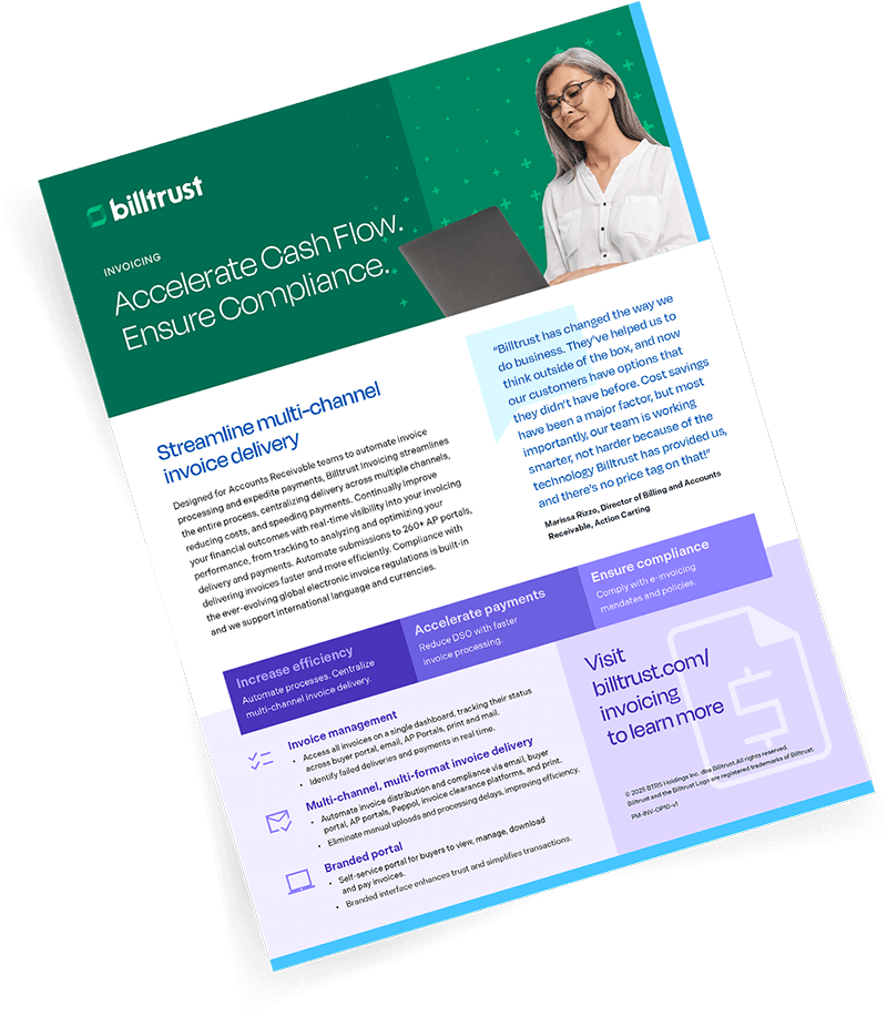 Streamline multi-channel invoice delivery with Billtrust’s global invoicing solution.
